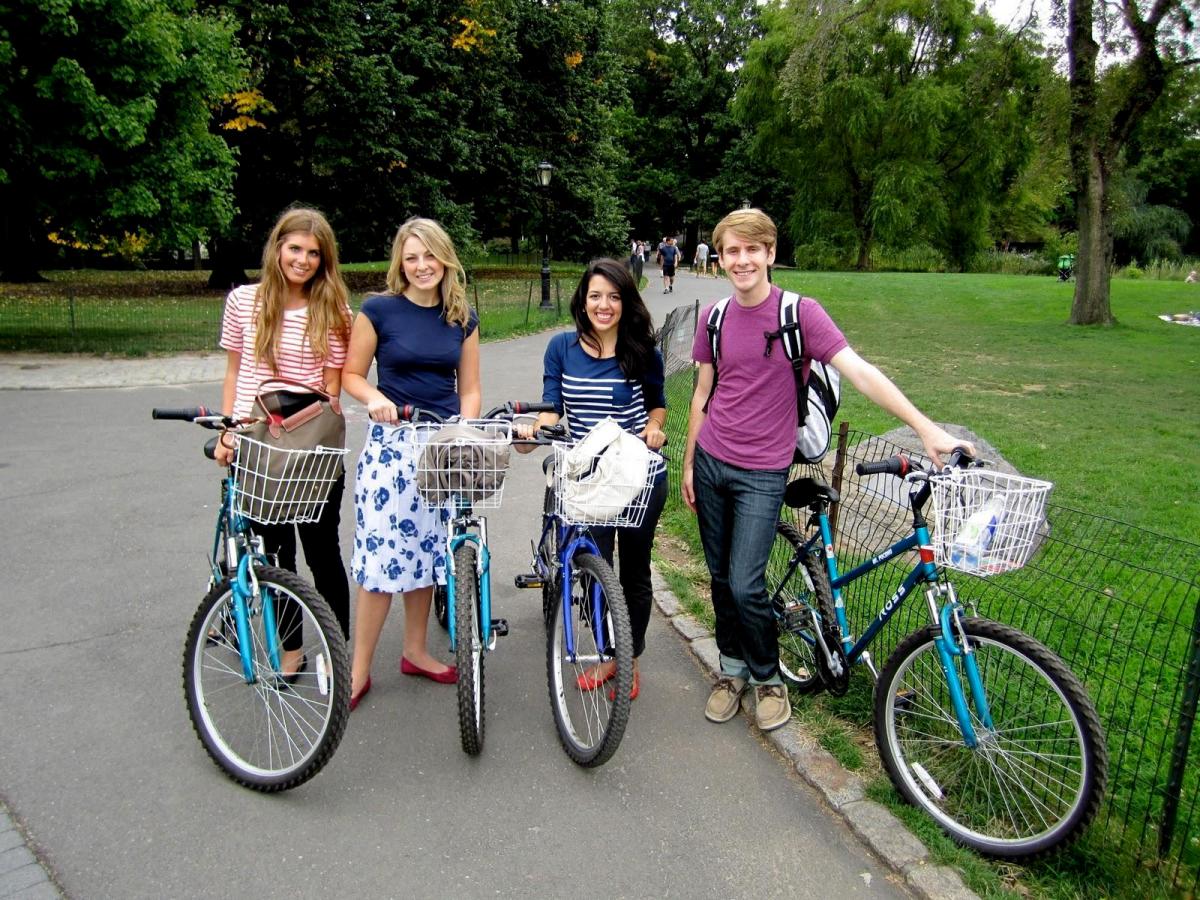 four people on bikes